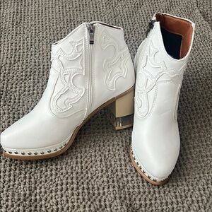 White Ankle Boots with Studded Details
